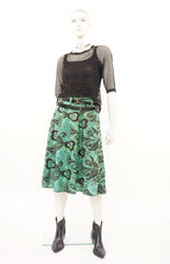 African Print Knee Length Skirt, c-115