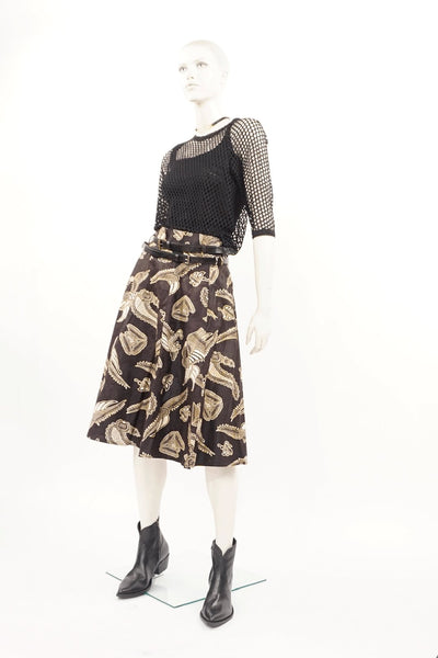 African Print Knee Length Skirt, c-115